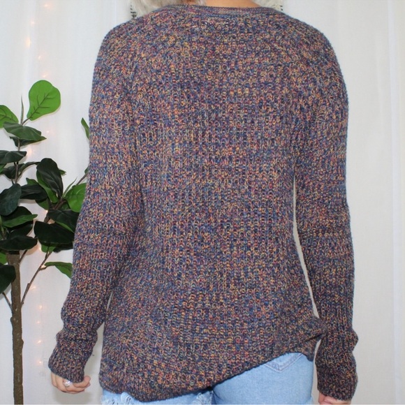 🌸 4/$20 Marled Multicolored cable knit sweater large - Picture 2 of 6